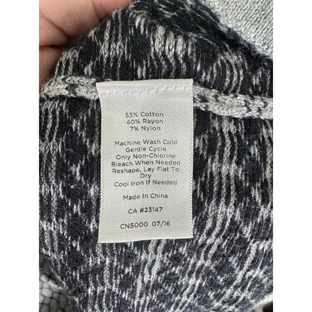 Talbots Cowl Neck Sweater Top Size 2X Gray Black Honeycomb Geometric 3/4 Sleeve - Picture 5 of 8
